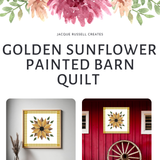 Golden Sunflower Barn Quilt Pattern - Digital Download | DIY Farmhouse Quilt Block | PDF Guide in 12x12", 24x24", & 48x48"