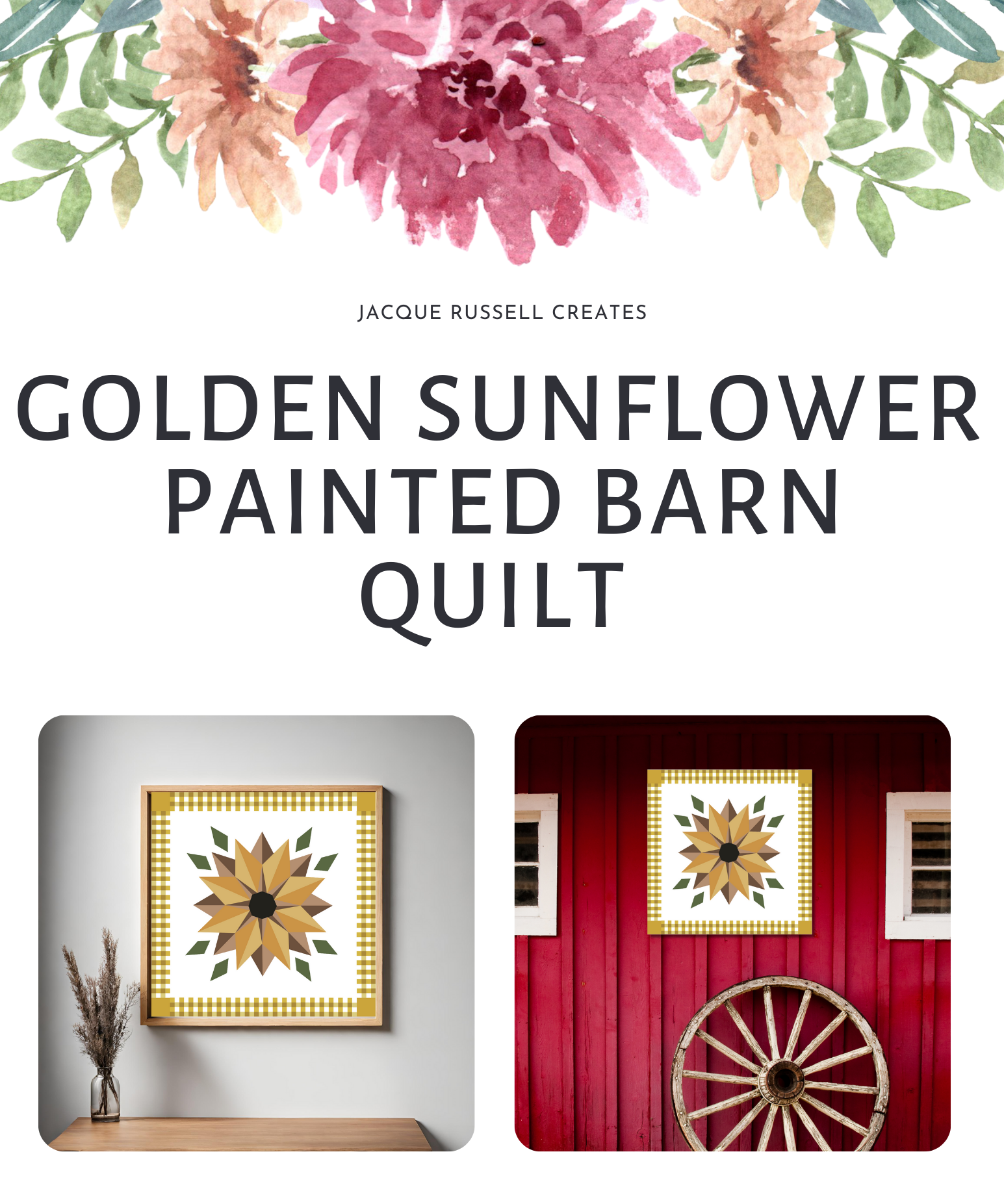 Golden Sunflower Barn Barn Quilt PDF Pattern