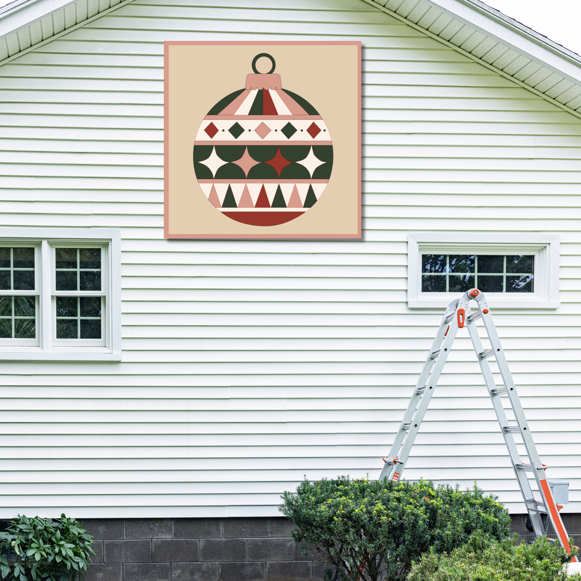 Holiday Heirloom printable barn quilt pattern with trace patterns, grid guide, color reference, and painting instructions.