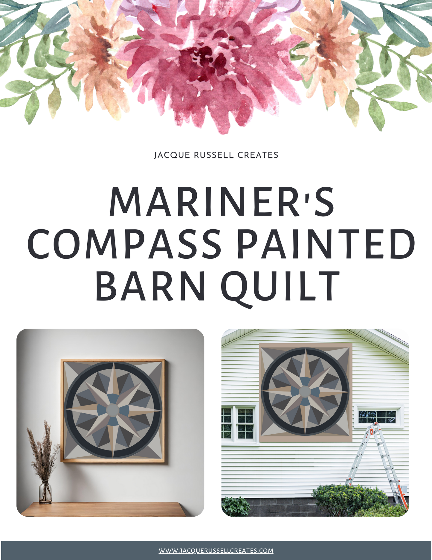 Mariners compass Version 2 Painted Barn Quilt Digital PDF SVG Pattern Download Bundle