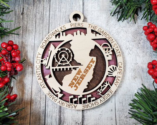 New Jersey Wooden Ornament – Jersey Shore, Cape May & Garden State Gift