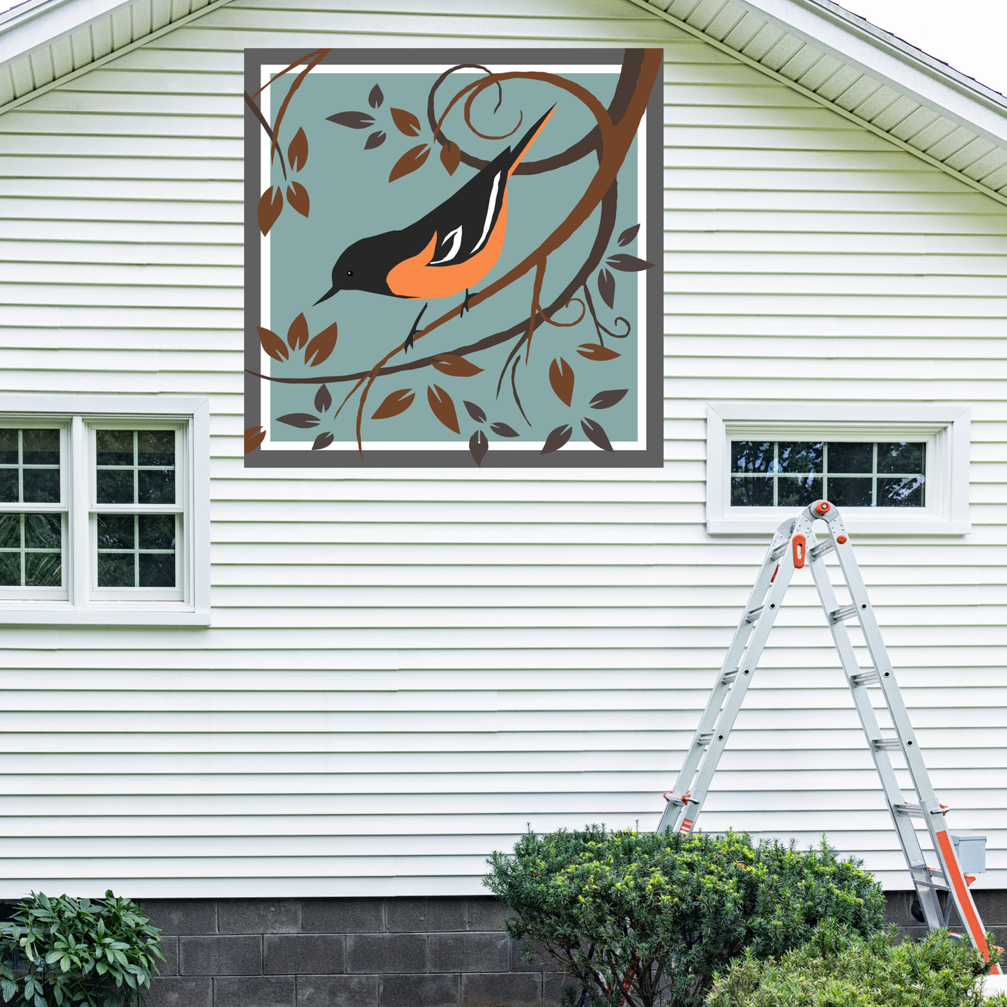 12x12 Oriole Barn Quilt PDF Pattern, SVG Pattern, Wood quilt to paint for outdoors