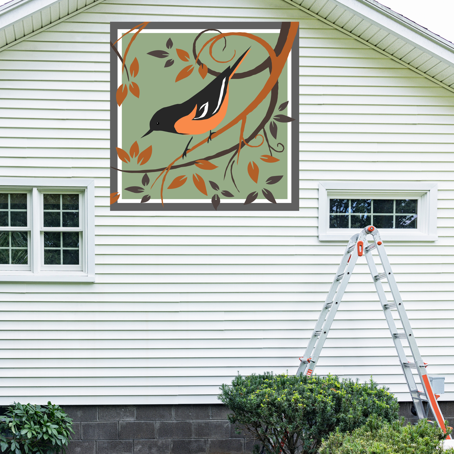 12x12 Oriole Barn Quilt PDF Pattern, SVG Pattern, Wood quilt to paint for outdoors