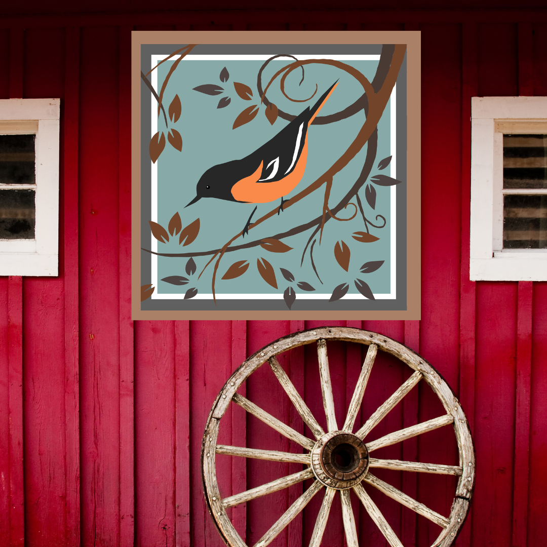 12x12 Oriole Barn Quilt PDF Pattern, SVG Pattern, Wood quilt to paint for outdoors