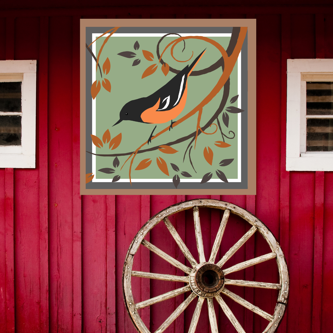 12x12 Oriole Barn Quilt PDF Pattern, SVG Pattern, Wood quilt to paint for outdoors