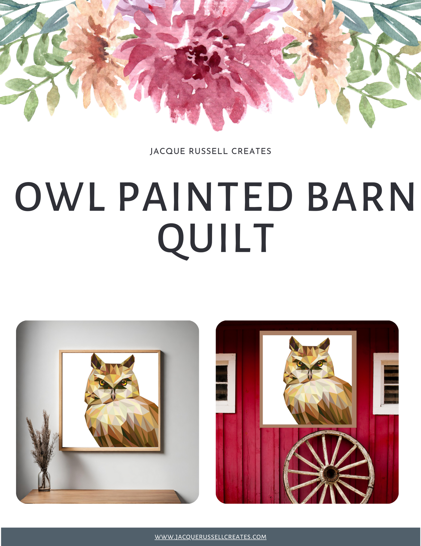 48x48" Owl  Painted Barn Quilt Digital PDF SVG Pattern Download