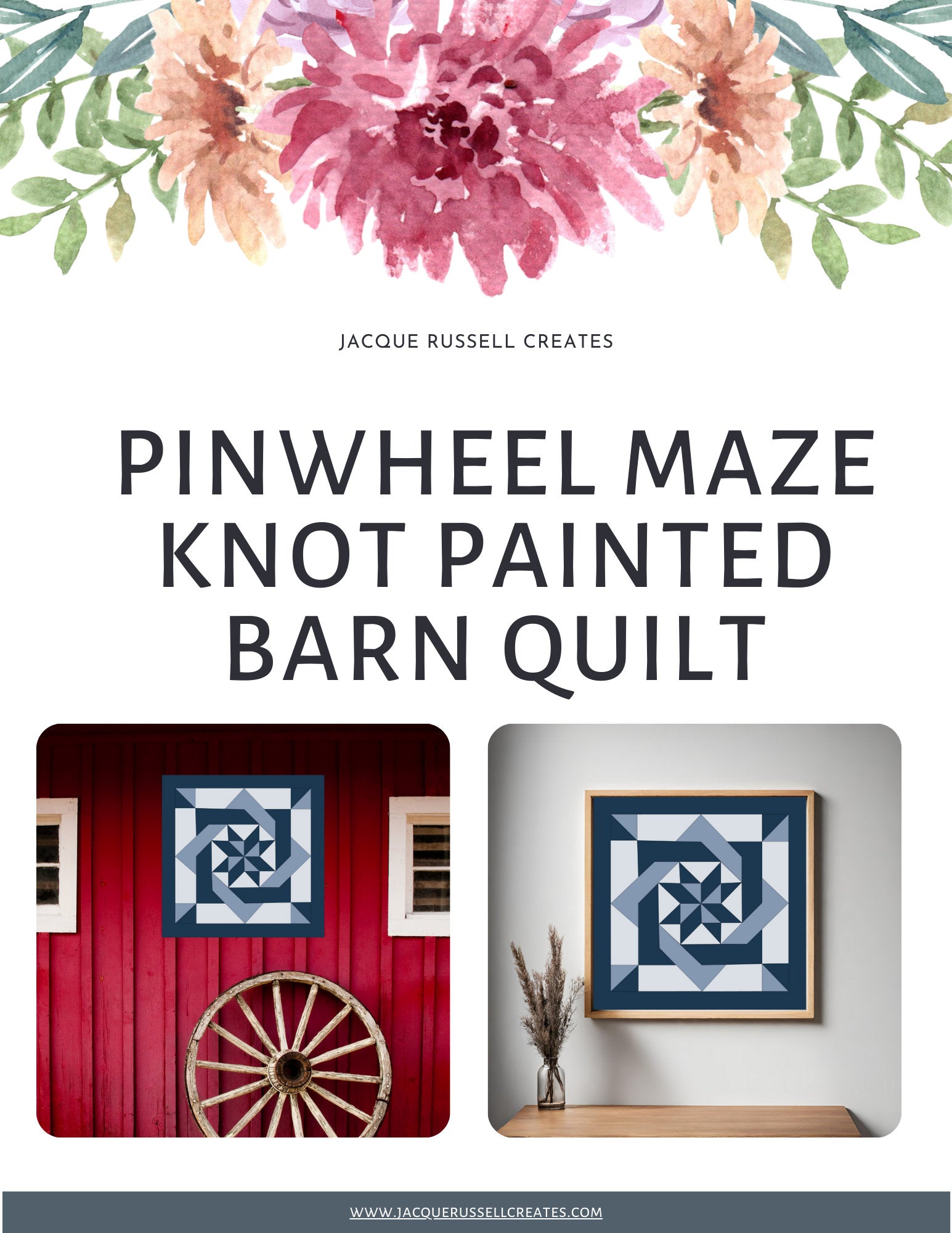 Pinwheel Knot  Barn Quilt Pattern featuring a colorful quilt block design for DIY painted barn quilt projects.