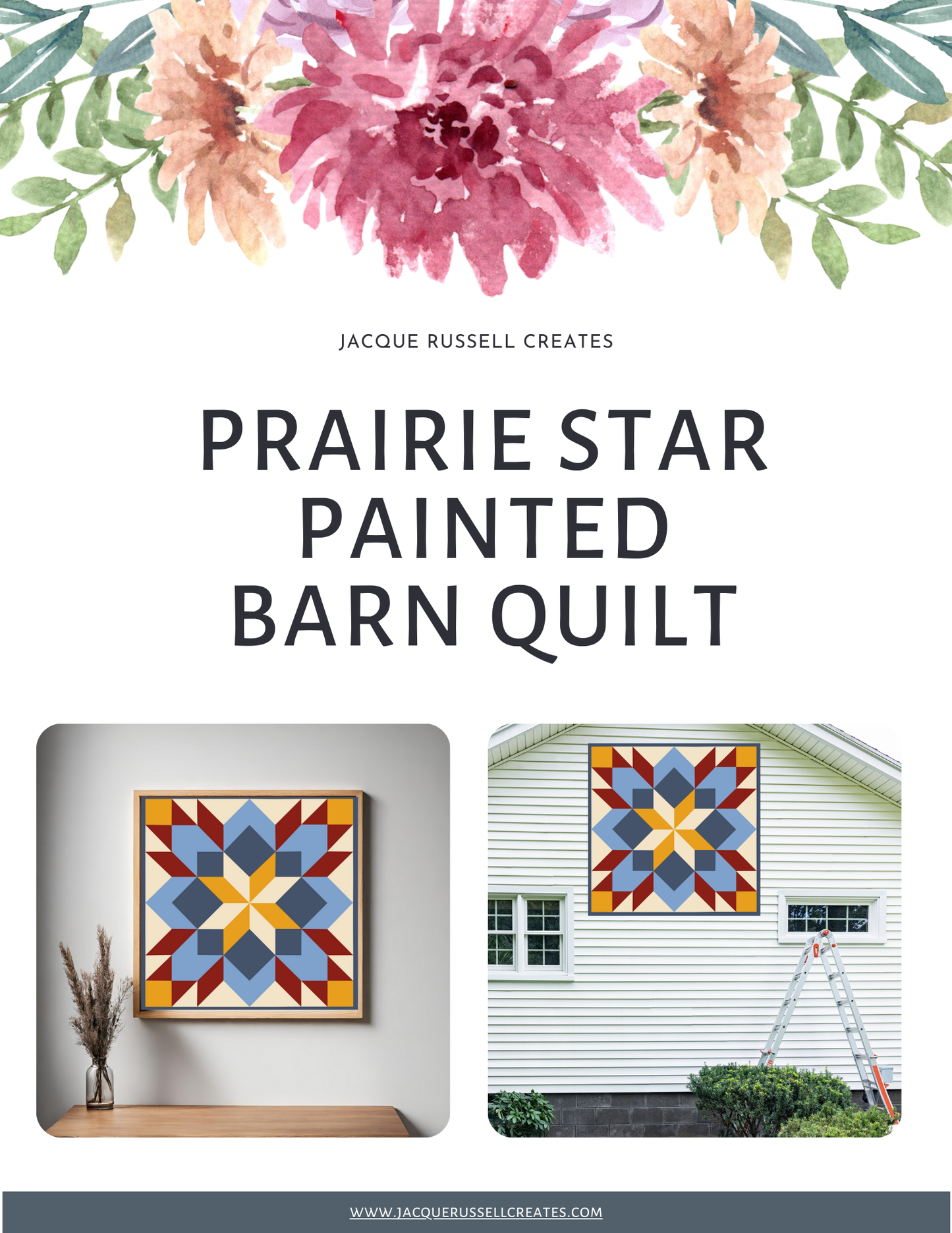 12x12" Prairie Star Carpenters Star Barn Quilt PDF Pattern, SVG Pattern, Wood quilt to paint for outdoors Bundle