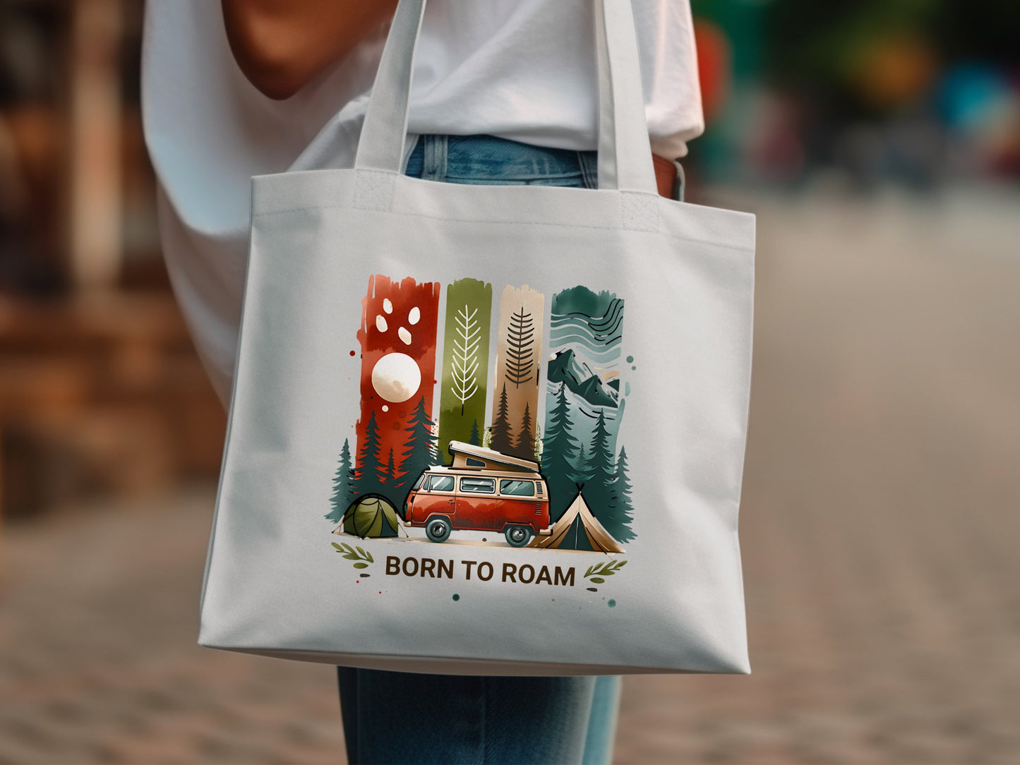 Born to Roam PNG, Watercolor Adventure Brushstroke Design, Vanlife Mountains Tent Clipart, Camping Sublimation Digital Download