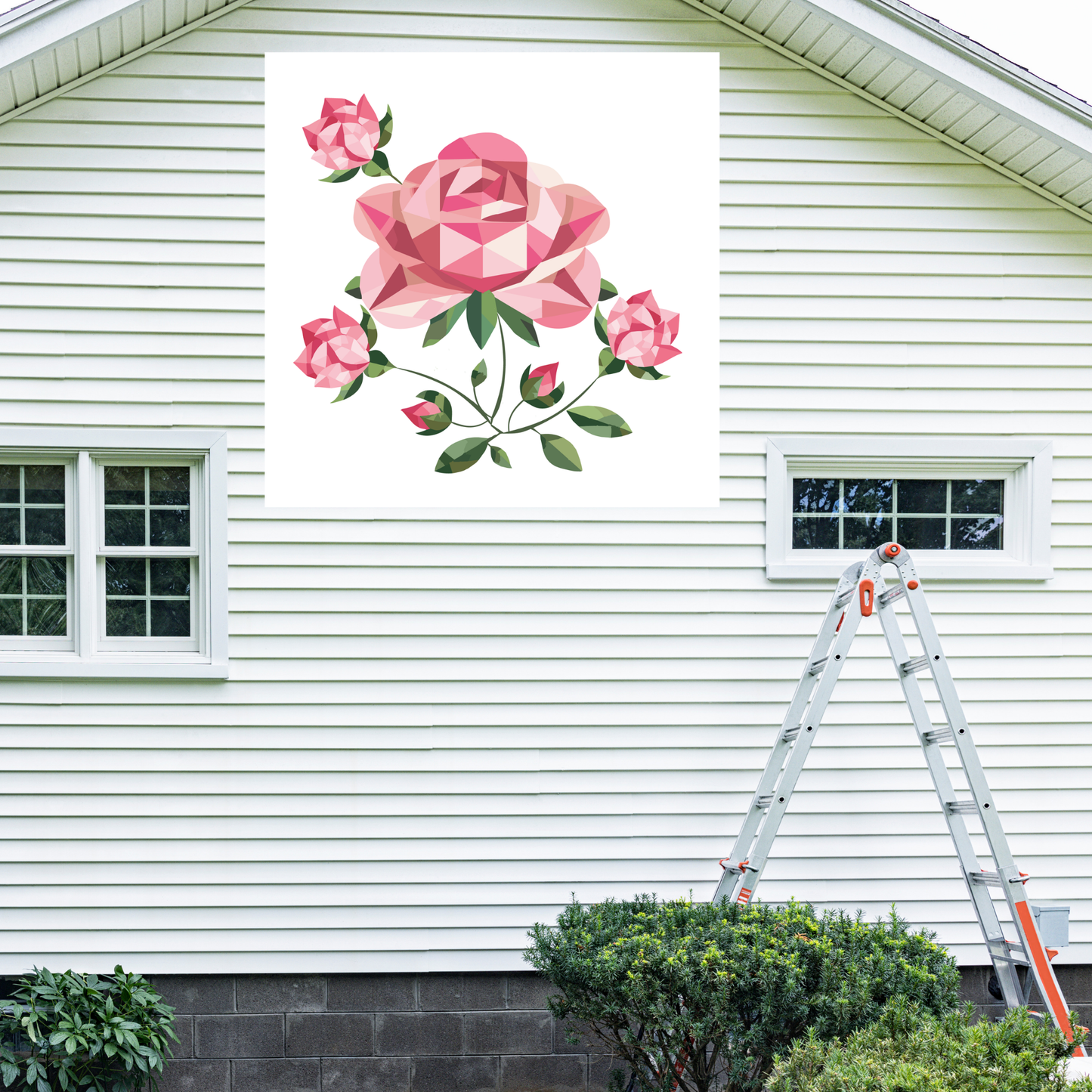 Rose Garden Quilt Block Barn Quilt - Digital Download, Floral DIY Wall Art Pattern, Rustic Home Decor, Quilting Project, Instant PDF for Crafting