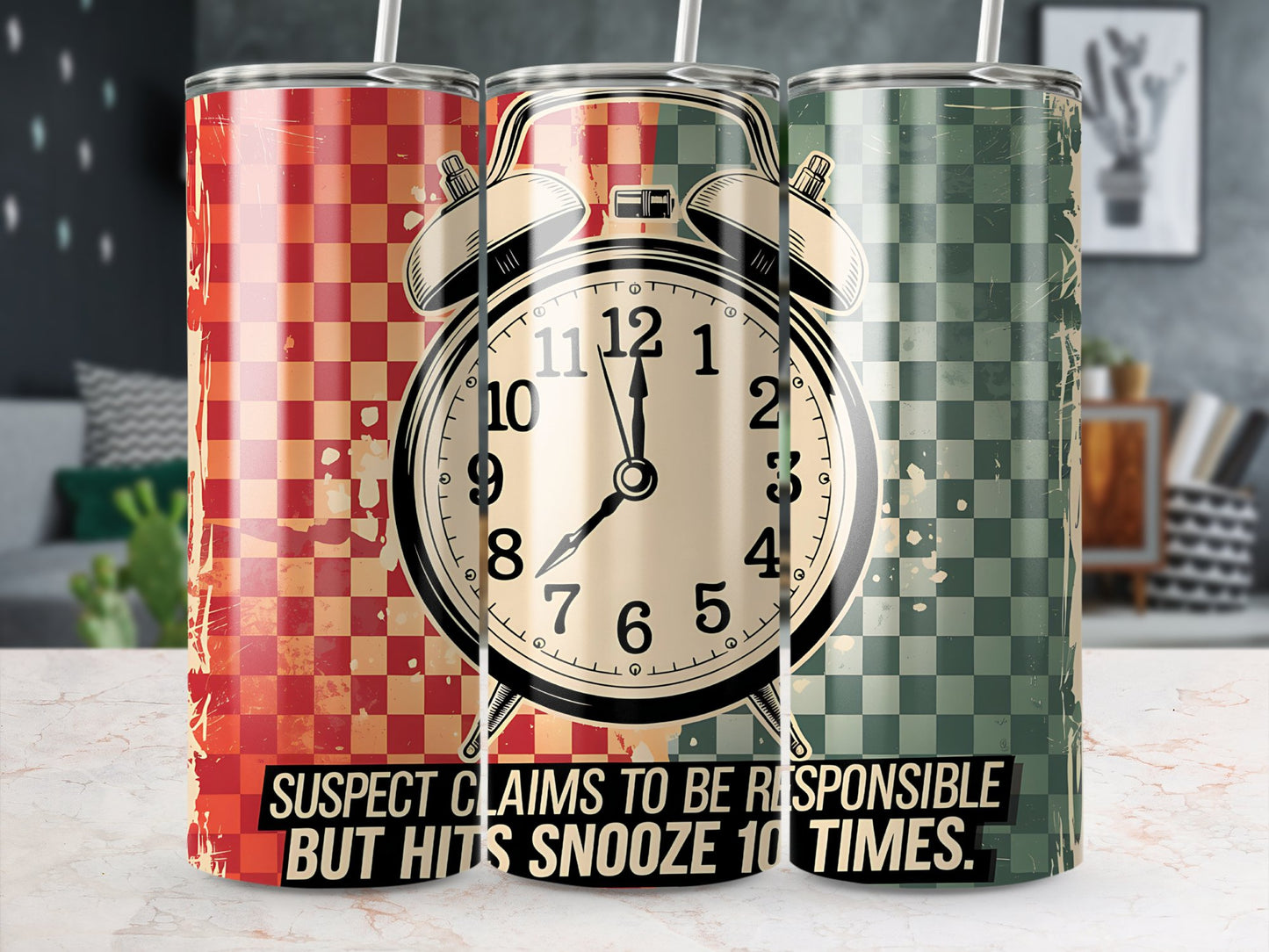 Suspect Claims Tumbler Wrap, Funny 20oz Skinny Tumbler PNG, Retro Snooze Button Design, Sublimation Digital Download