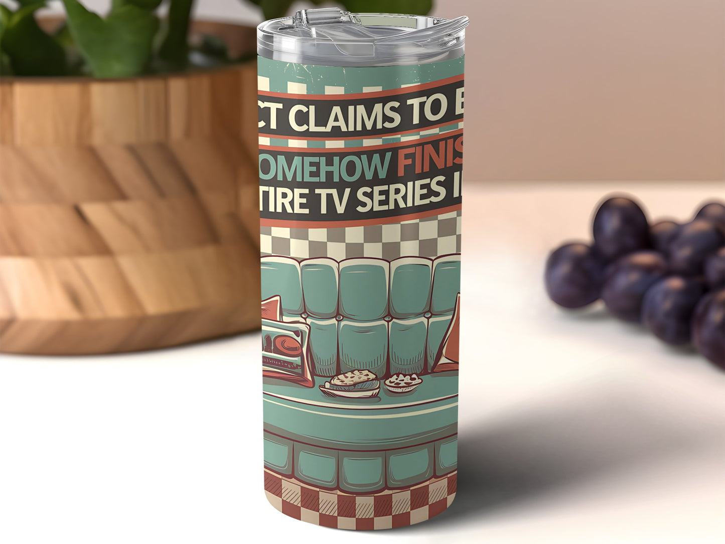 Suspect Claims to Be Busy But Finishes a TV Series 20oz Tumbler Wrap, Funny Binge-Watching Sublimation Design, Digital Download PNG