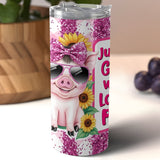 Just A Girl Who Loves Pigs Tumbler Wrap, Cute Pig 20oz Skinny Tumbler Wrap PNG, Funny Pig Tumbler Wrap PNG, Sublimation Tumbler Design