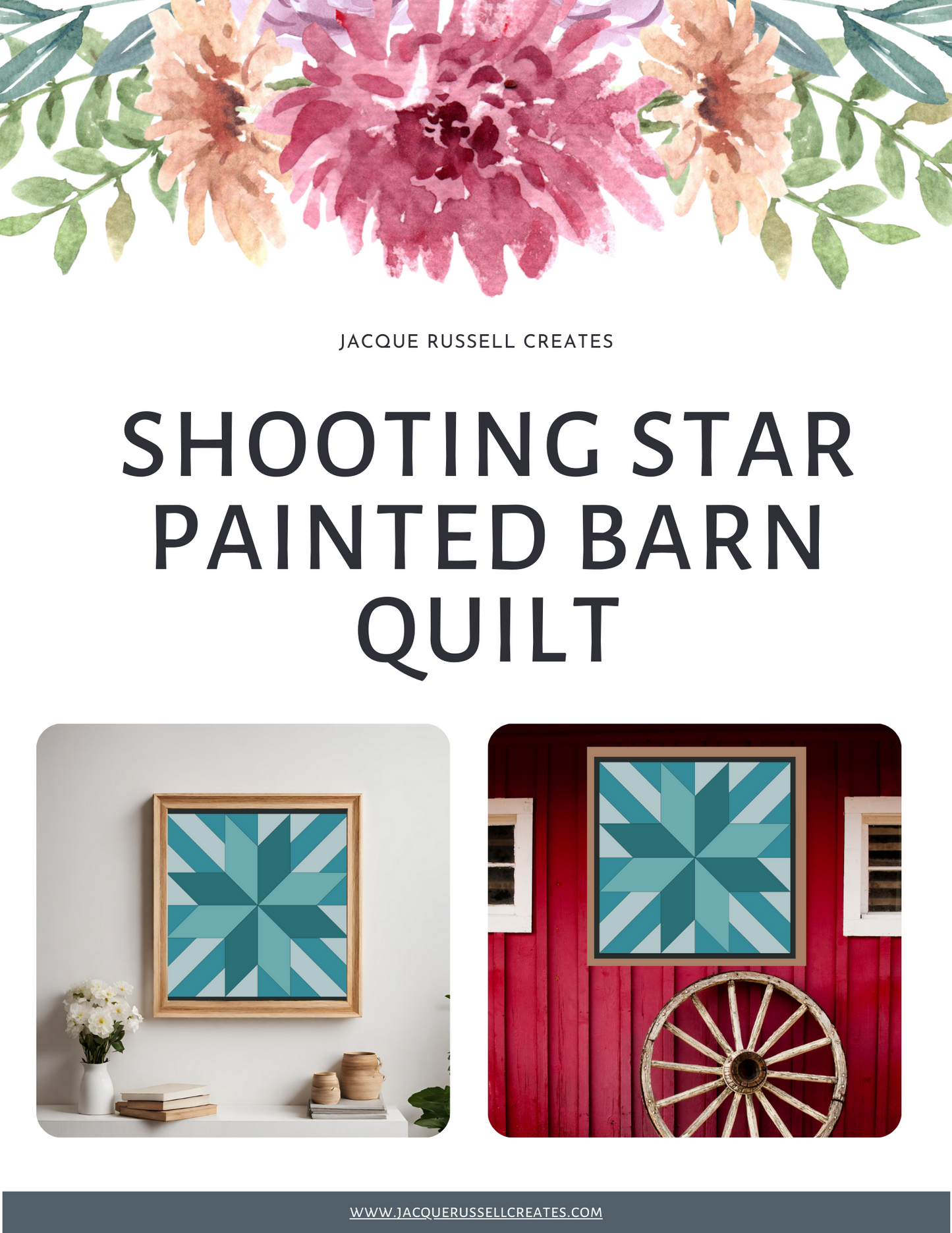 48x48" Shooting Star Barn Quilt PDF Pattern, SVG Pattern, Wood quilt to paint for outdoors Bundle