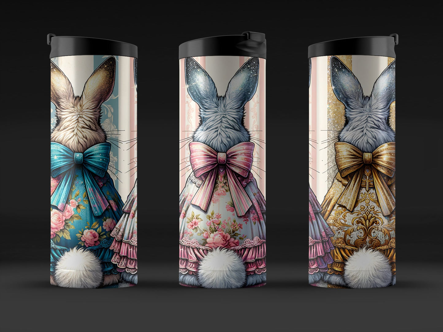 Cute Coquette Easter Bunny Tumbler Wrap, 20oz Skinny Easter Tumbler PNG Sublimation Design, Grandmillenial Easter Digital Download