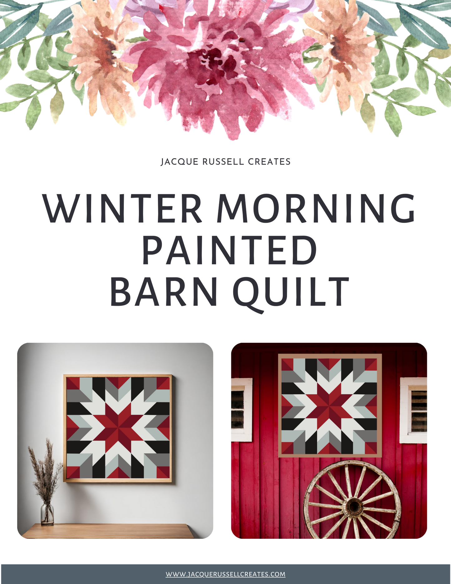 12x12" Winter Morning Carpenters Star Barn Quilt PDF Pattern, SVG Pattern, Wood quilt to paint for outdoors Bundle