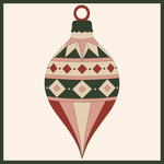 Yuletide Jewel Christmas ornament barn quilt SVG laser file featuring a geometric vintage ornament in evergreen, cream, dusty blush and rich red for laser-cut wood signs, farmhouse Christmas decor, holiday wall art and handmade seasonal projects.