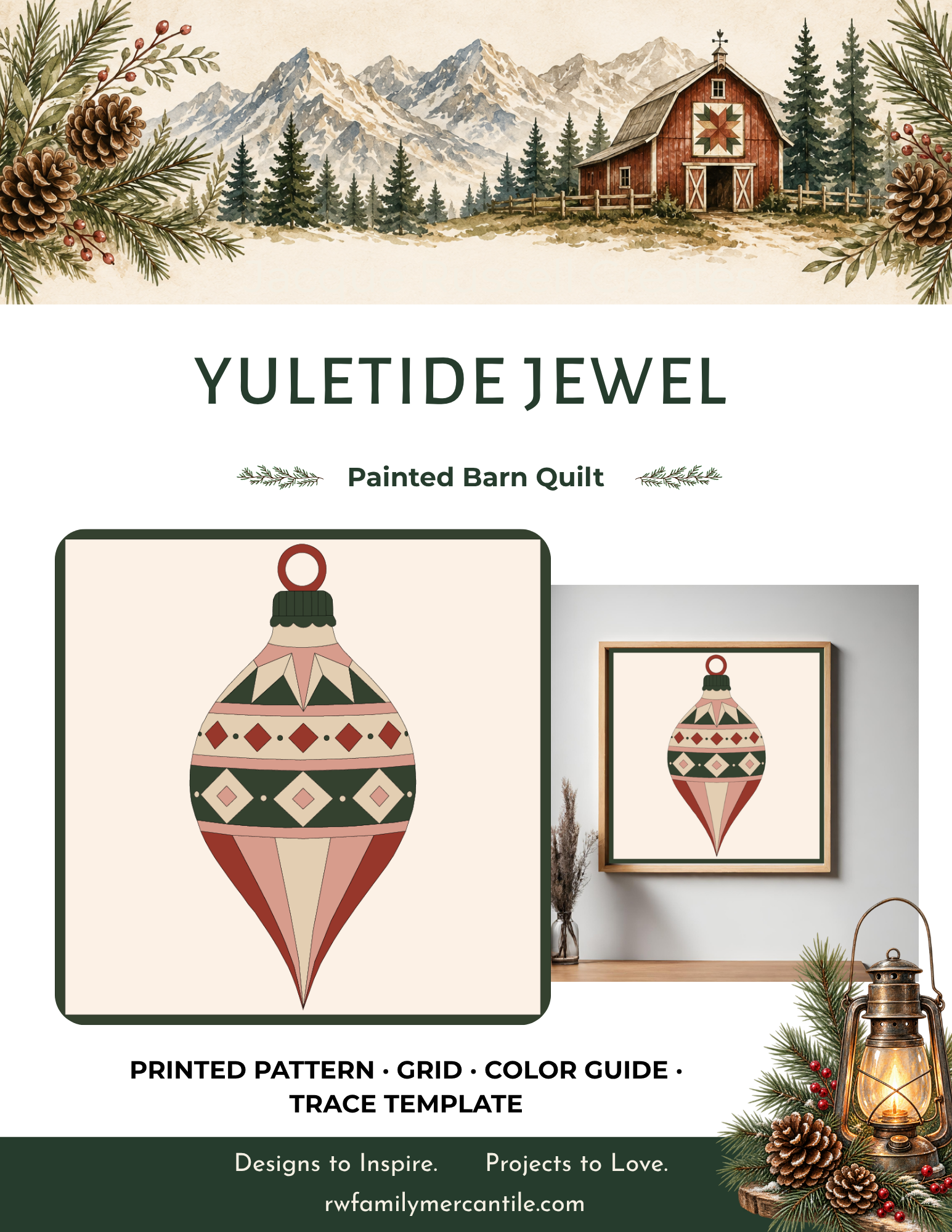 Yuletide Jewel Christmas ornament SVG laser file digital download including AI, SVG, EPS, PDF and DXF formats for xTool, Glowforge, LightBurn, layered wood signs and holiday laser projects.