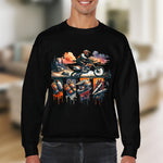 Men's Graphic Sweatshirt, Motorcycle Print, Urban Style Clothing, Casual Black Pullover, Unique Art Design Sweatshirt