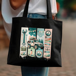 Adventure Outdoor Tote Bag, Canvas Camping Print, Jeep and Camping Gear, Eco Friendly Shopping Bag, Large Shoulder Bag
