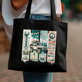 Adventure Outdoor Tote Bag, Canvas Camping Print, Jeep and Camping Gear, Eco Friendly Shopping Bag, Large Shoulder Bag