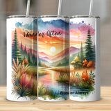 Wander Often Wonder Always Tumblers, Nature Scenery Stainless Steel Cups, Insulated Travel Mugs, Gift Idea