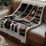 Vintage Camera Print Throw Blanket, Photographer Gifts, Decorative Woven Couch Throw, Artistic Retro Design, Cozy Home Decor Item