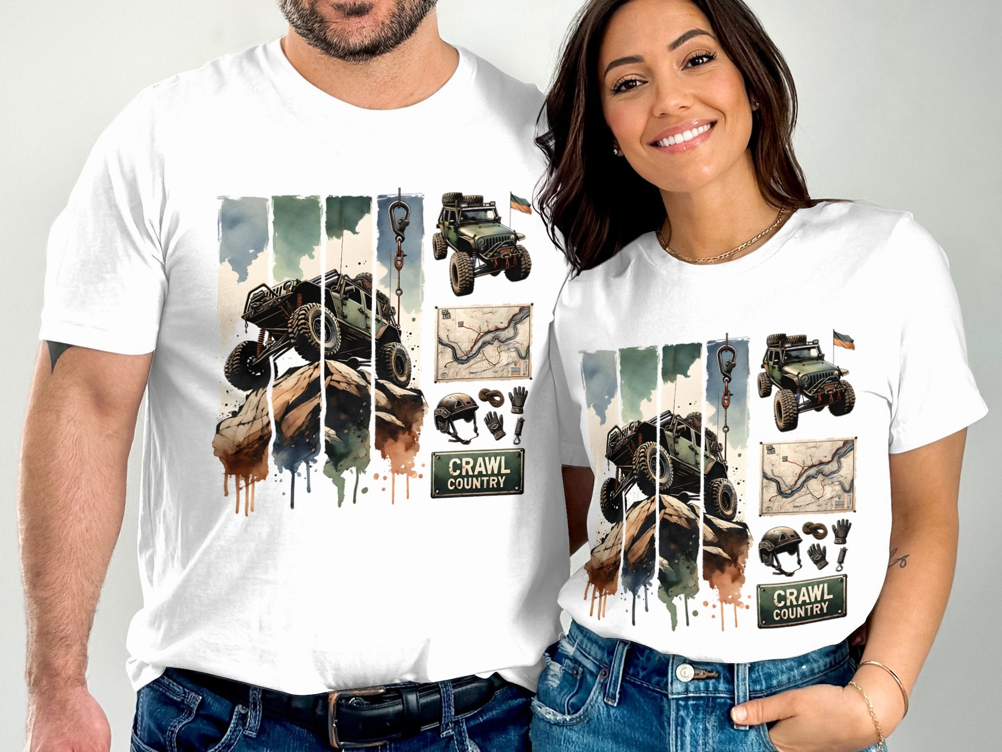 Off-Road Adventure T-Shirt, Vintage 4x4 Truck Design, Unisex Graphic Tee for Couples, Outdoor Lover Gift