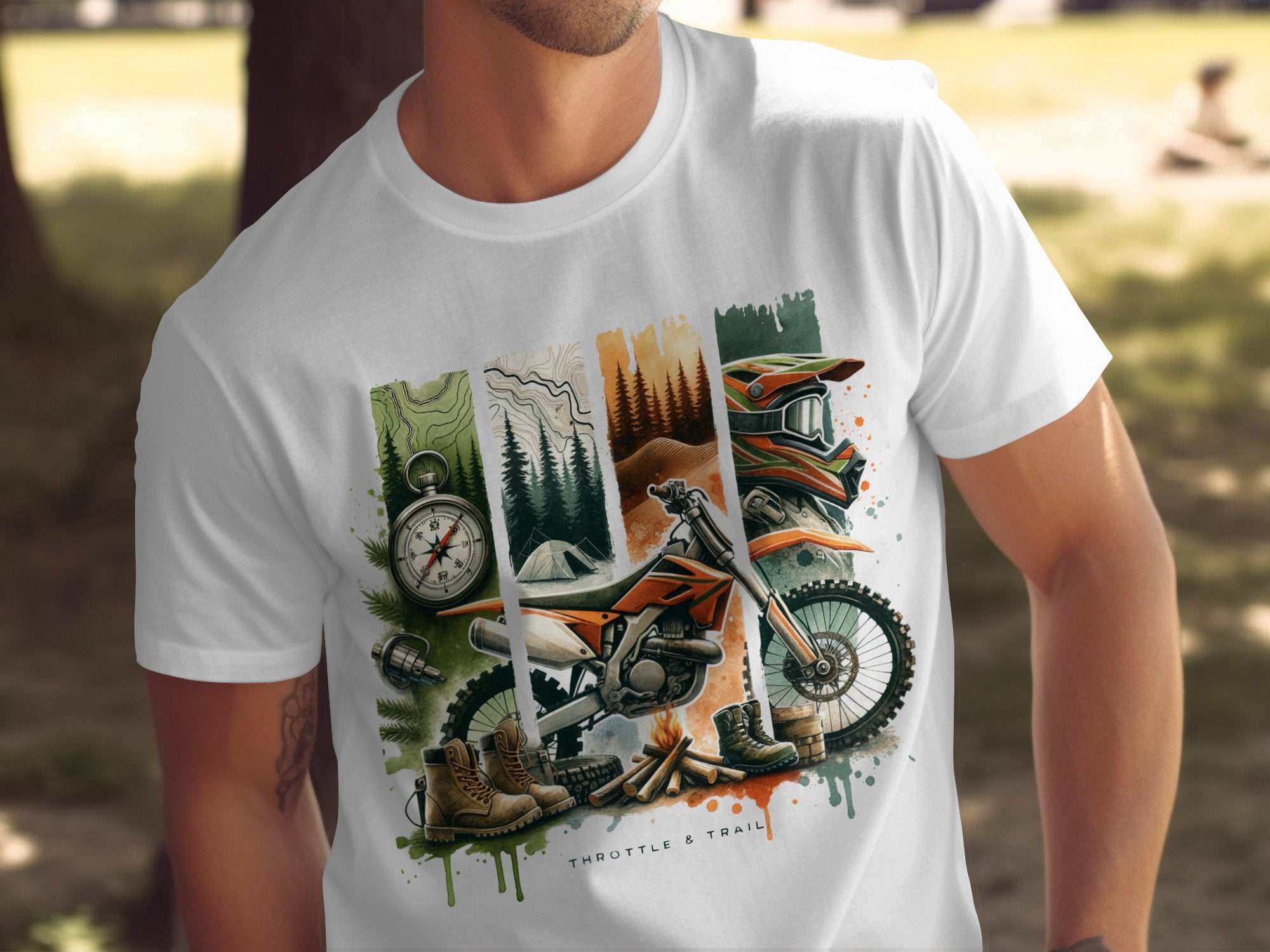 Vintage Motorcycle Adventure T-Shirt, Outdoor Wilderness Graphic Tee, Men's Casual Clothing