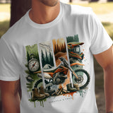 Vintage Motorcycle Adventure T-Shirt, Outdoor Wilderness Graphic Tee, Men's Casual Clothing