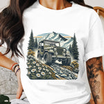 Vintage Off-Road Truck Mountain Adventure Graphic T-Shirt, Unisex Nature Explorer Tee, Casual Outdoor Clothing, Gift for Hikers
