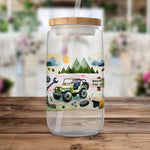 Kids Water Bottle with Jeep and Mountains Design, Eco-Friendly Reusable Container, 20 oz