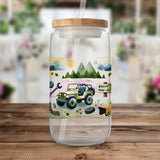 Kids Water Bottle with Jeep and Mountains Design, Eco-Friendly Reusable Container, 20 oz