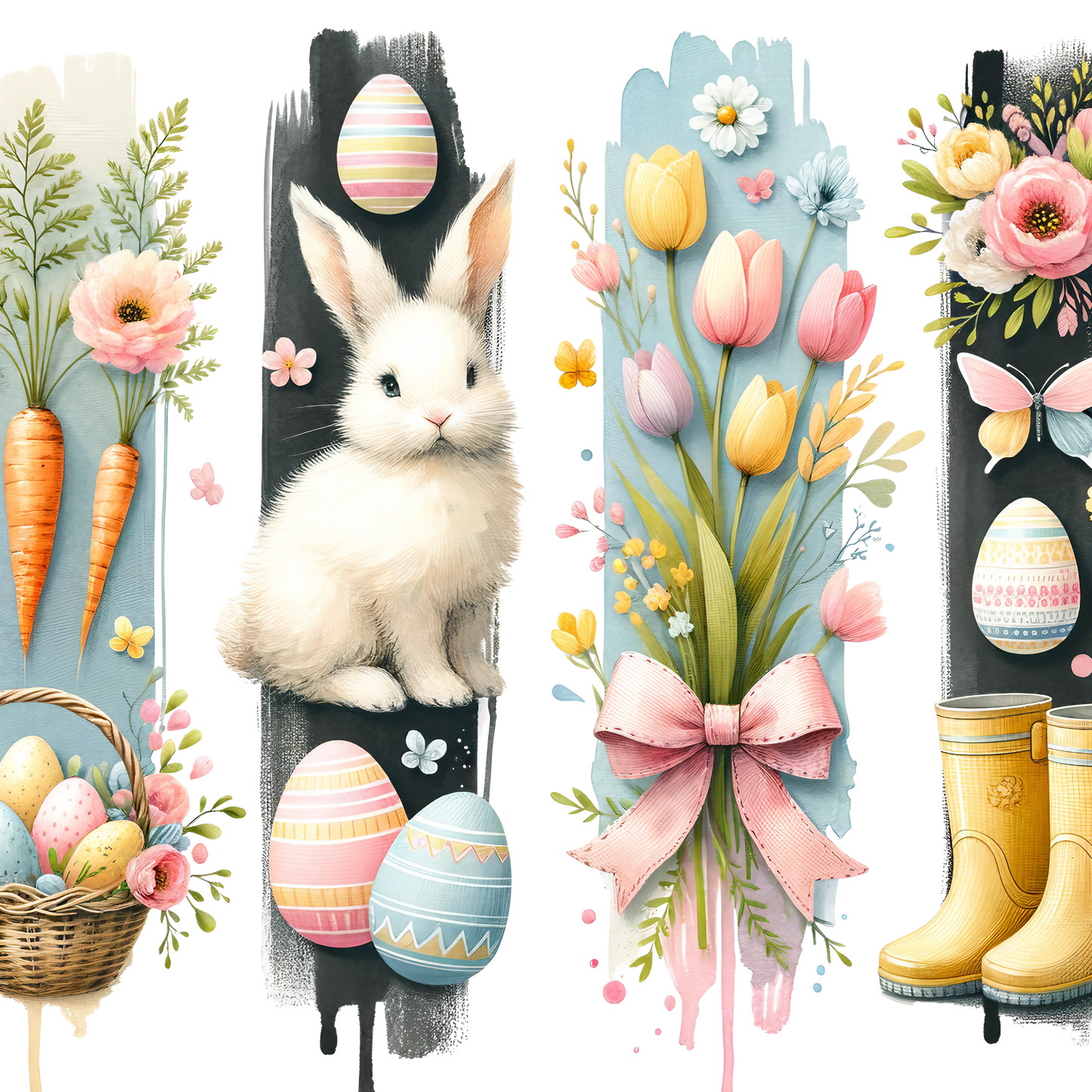 Easter PNG, Holiday Coquette PNG, Brushstroke Bunny PNG, Sublimation Png, Design for Tumblers Mugs T-Shirts Ornaments and Crafts, Spring Png