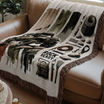 Vintage Book Lover Throw Blanket, Cozy Reading Nook Decor, Autumn Inspired Sofa Throw, Unique Gift for Bibliophiles