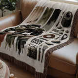 Vintage Book Lover Throw Blanket, Cozy Reading Nook Decor, Autumn Inspired Sofa Throw, Unique Gift for Bibliophiles