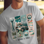 Men's Outdoor Adventure T-Shirt, Rockin the Trails Graphic Tee, Off-Road Jeep and Camping Design, Nature Inspired Clothing