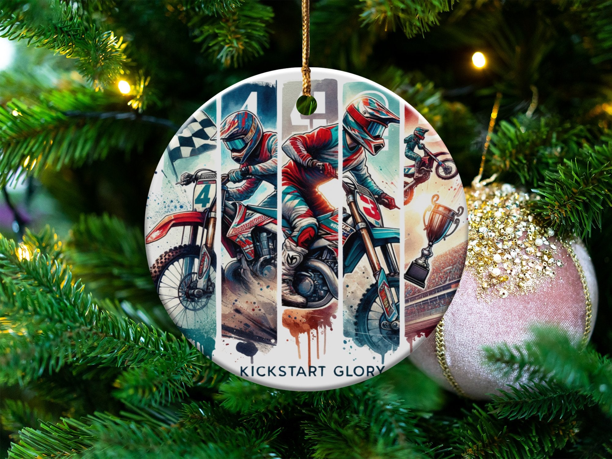 Motocross Christmas Ornament, Dirt Bike Custom Tree Decoration, Gift for Motorbike Lovers, Festive Holiday Decor, Unique Seasonal Keepsake