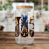 Unique Musical Instruments Design Glass Jar, Artistic Storage Container with Lid, Decorative Kitchen Accessory