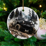 Off-Road Jeep Adventure Ceramic Ornament, Christmas Tree Decor, Outdoor 4x4 Vehicle, Gift for Car Enthusiasts, Holiday Decoration