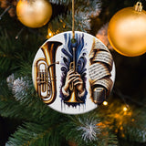 Unique Musical Instrument Themed Christmas Ornament, Trumpet and Sheet Music Design, Festive Tree Decor
