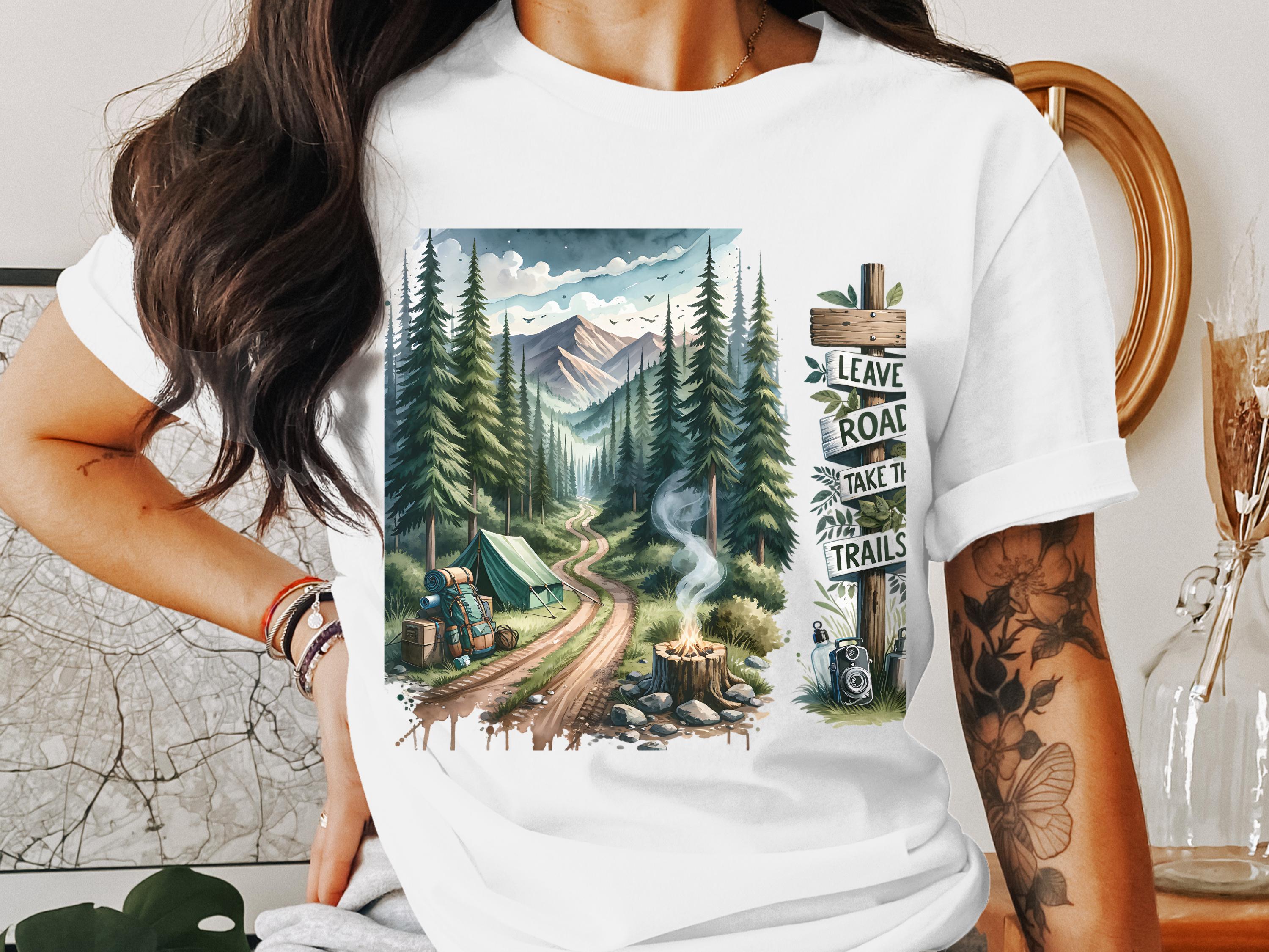 Outdoor Camping Graphic T-Shirt, Nature Lover Tee, Mountain Landscape Print, Unisex Fashion Top