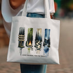 Nature Inspired Canvas Tote Bag, Artistic Forest Print, Eco-Friendly Reusable Shopping Bag, Outdoor Adventure Gift