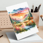 Wander Often Wonder Always Inspirational Quote Watercolor Landscape Greeting Card Art Print