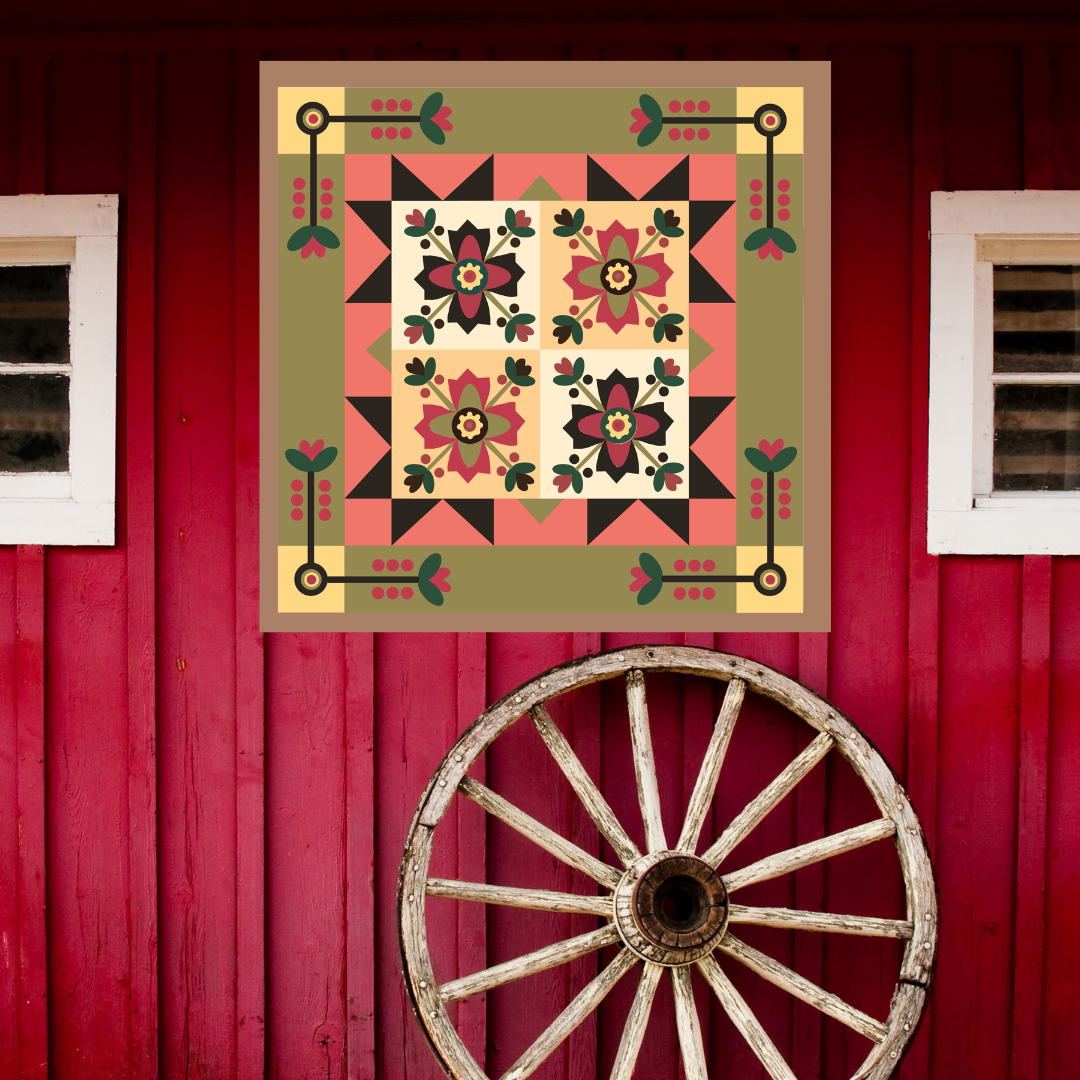 48x48" Country Rose barn Quilt PDF Pattern, SVG Pattern, Wood quilt to paint for outdoors Bundle, Barn quilt, wood painted barn quilt patterns