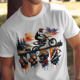 Men's Adventure Motorcycle Graphic T-Shirt, Off-Road Biking Print, Casual Cotton Tee, Outdoor Enthusiast Gift Idea