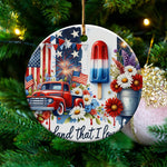Patriotic Christmas Ornament, American Flag, Vintage Truck Design, Holiday Tree Decoration, Festive Seasonal Decor