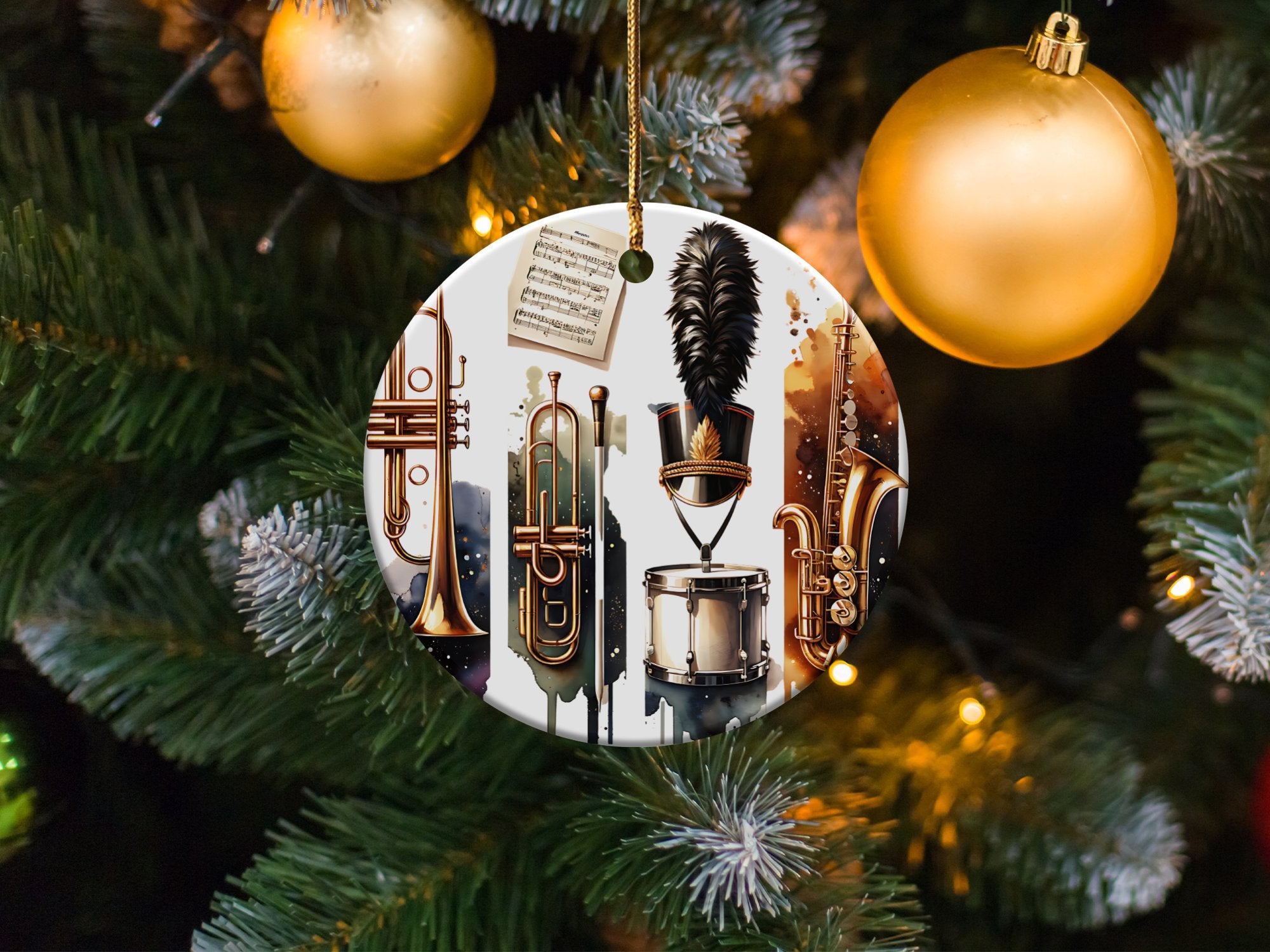 Music Themed Christmas Ornament, Brass Instruments Holiday Decor, Festive Tree Decoration, Unique Gift for Musicians
