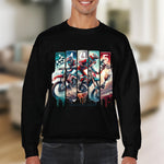 Vintage Motorcycle Print Long Sleeve Shirt, Men's Graphic Tee, Casual Streetwear, Unique Biker Apparel