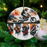 Motorcycle Christmas Ornament, Dirt Bike Themed Holiday Decor, Unique Tree Decoration for Bikers